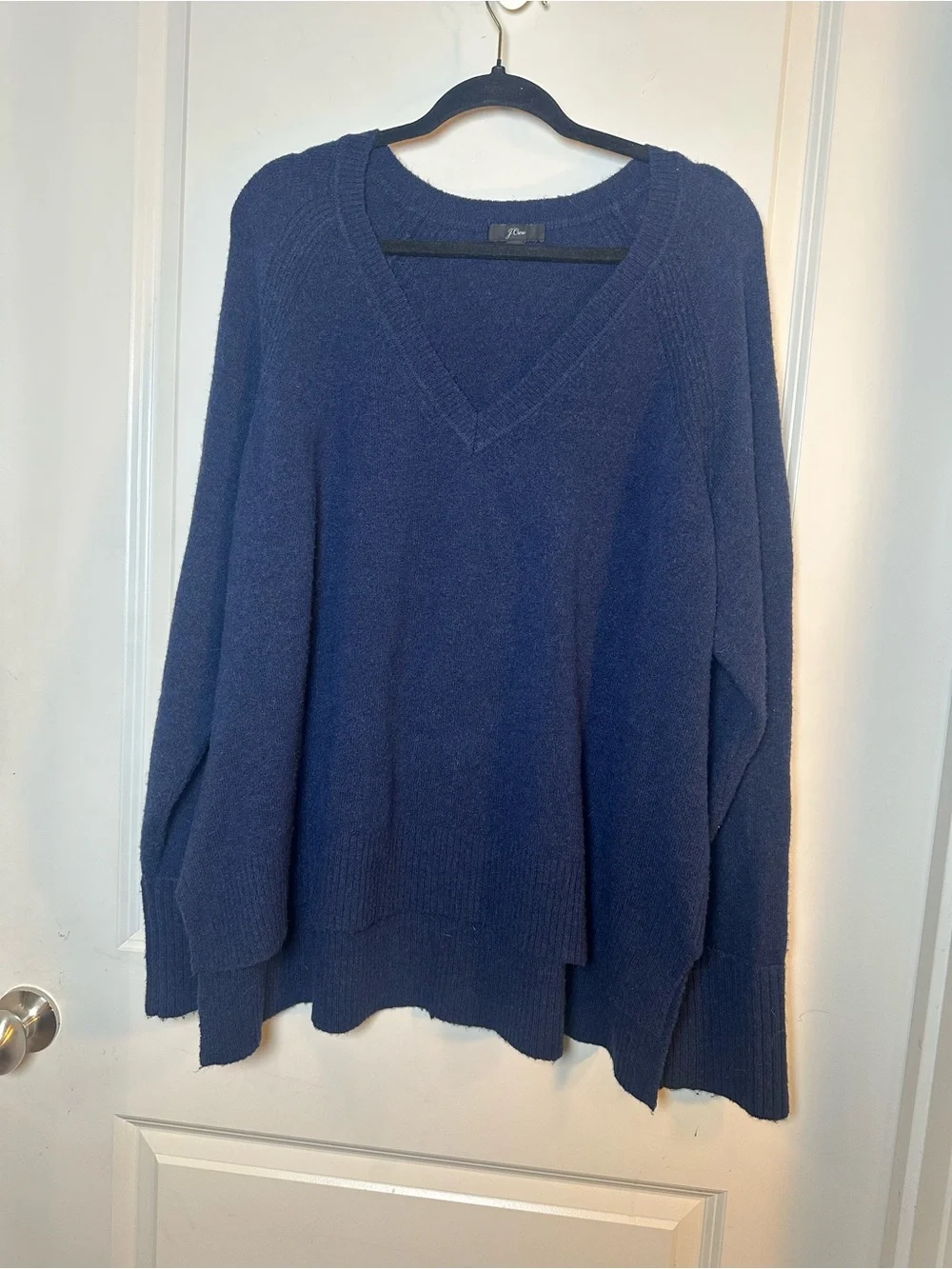 J. Crew Merino Wool Alpaca Blend Super Soft V- Neck Blue Sweater, Size 2X